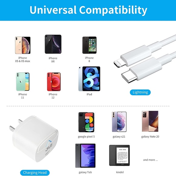 JUD iPhone Fast Charger, 20W PD Adapter with 6.6FT Lightning Cable - Picture 5 of 7